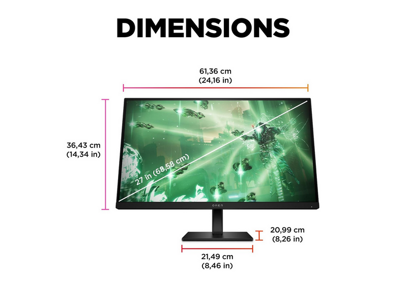 27" HP OMEN 27q - 2560x1440 (QHD) - 165Hz - IPS