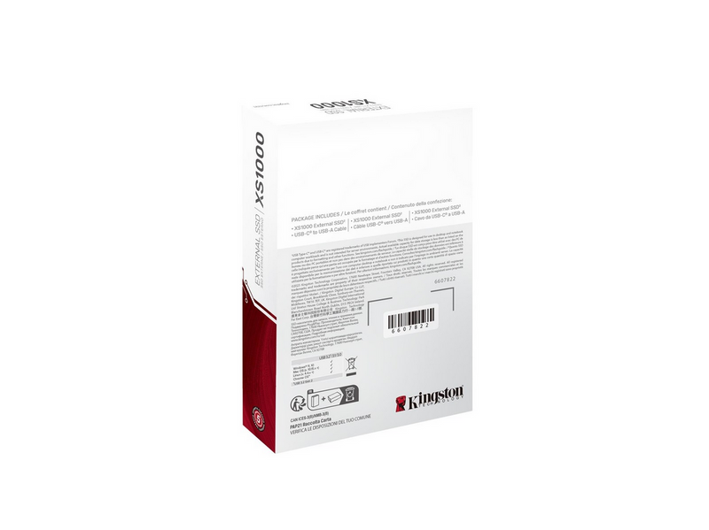 Kingston XS1000 Portable SSD - 1TB - Extern SSD - Schwarz - USB 3.2 Gen 2