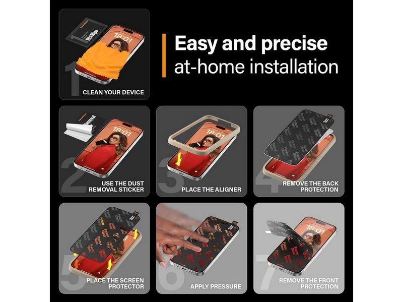 PanzerGlass Privacy Screen Protector iPhone 15 Pro | Ultra-Wide Fit w. EasyAligner