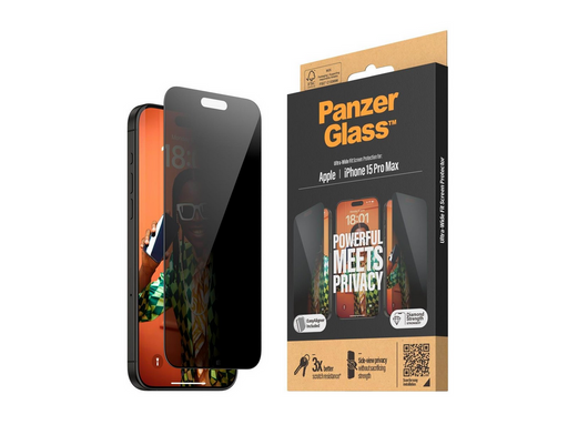 PanzerGlass Privacy Screen Protector iPhone 15 Pro Max | Ultra-Wide Fit w. EasyAligner