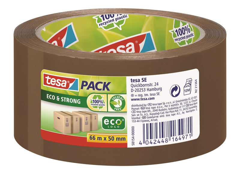TESA pack eco & Strong Packaging Tape ecoLogo 66m x 50mm Brown
