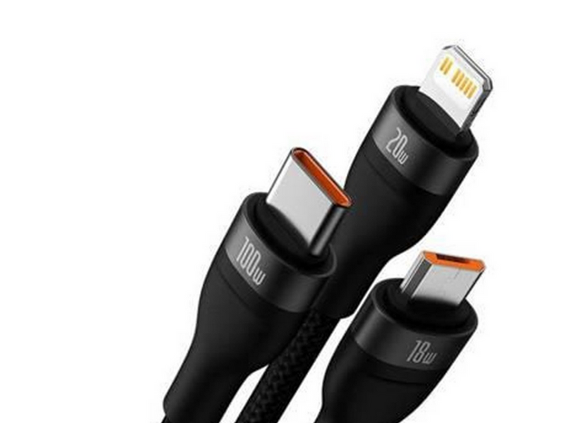 Baseus 3in1 USB cable Flash Series 2 USB-C + micro USB + Lightning 100W 1.5m (black)