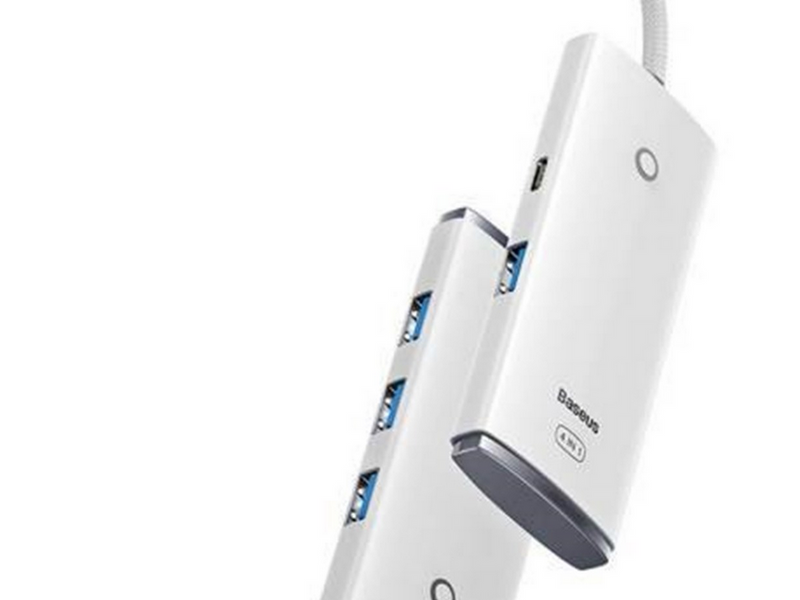 Baseus Hub 4in1 Lite Series USB-C to 4x USB 3.0 + USB-C 2m (White) USB-Hubs - USB 3.0 - 4 - Weiß