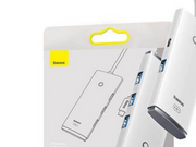 Baseus Hub 4in1 Lite Series USB-C to 4x USB 3.0 + USB-C 2m (White) USB-Hubs - USB 3.0 - 4 - Weiß