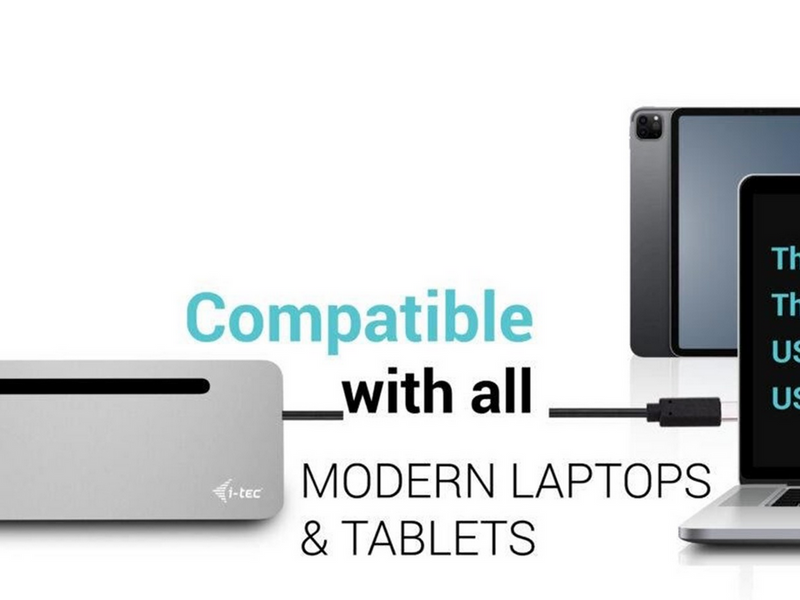 I-Tec USB-C Metal Ergonomic 3x 4K Display Docking Station + Power Delivery 100 W