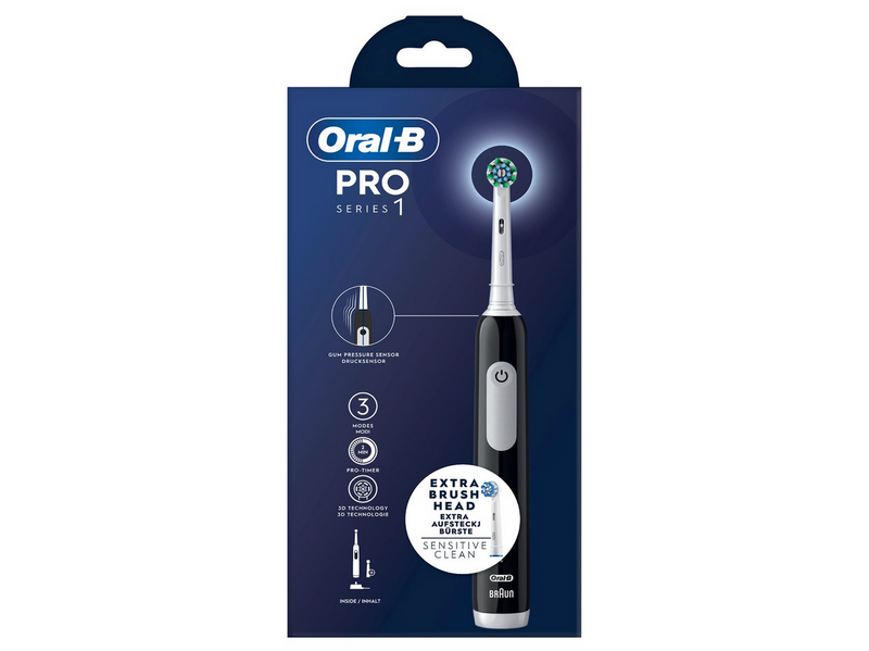 Oral-B Elektrische Zahnbürste Pro1 Black + Extra Brush Head