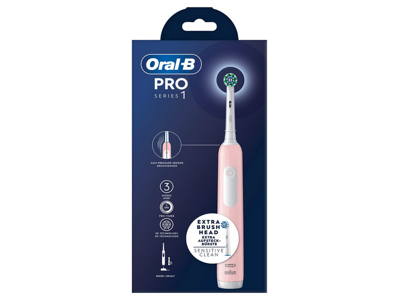 Oral-B Elektrische Zahnbürste Pro1 Pink + Extra Brush Head
