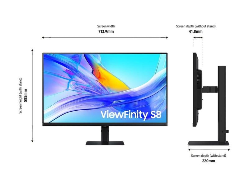 32" Samsung ViewFinity S8 S32D800UAU - 3840x2160 (4K) - 60Hz - VA - 90W USB-C - KVM switch