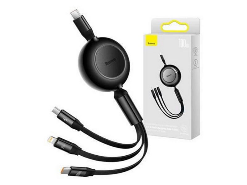 Baseus Bright Mirror 4 USB-C 3-in-1 cable for micro USB / USB-C / Lightning 100W / 3.5A 1.1m (Black)