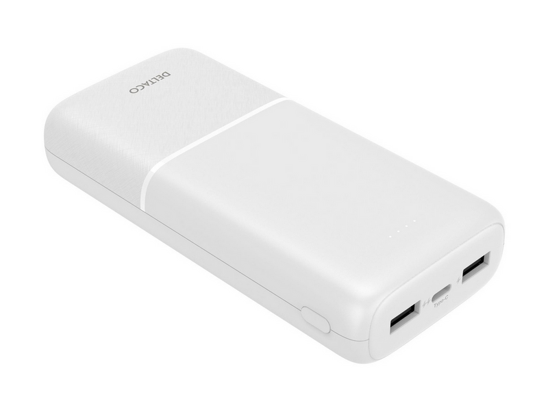 Deltaco PB-C1006 Powerbank | 2x USB-A | 1x USB-C | White - 20000 mAh