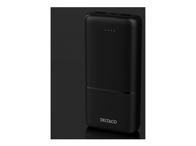 Deltaco PB-C1008 Powerbank | 2x USB-A + 1x USB-C | PD | Black - 20000 mAh
