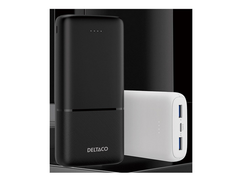 Deltaco PB-C1008 Powerbank | 2x USB-A + 1x USB-C | PD | Black - 20000 mAh