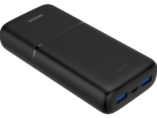 Deltaco PB-C1008 Powerbank | 2x USB-A + 1x USB-C | PD | Black - 20000 mAh