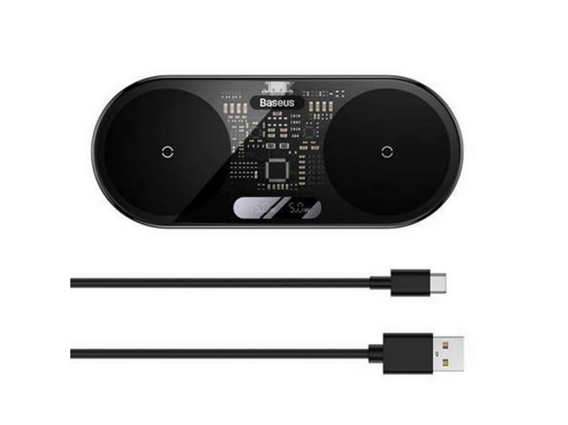 Baseus Dual Qi wireless charger Digital LED Display 20W