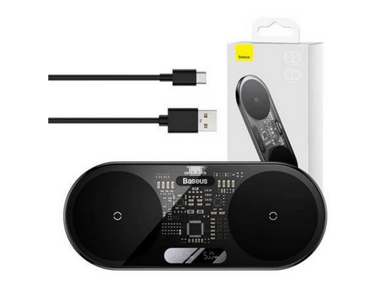 Baseus Dual Qi wireless charger Digital LED Display 20W