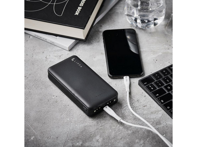 Lippa 20.000 mAh Powerbank 2 x USB-A Output - Black - 20000 Ah