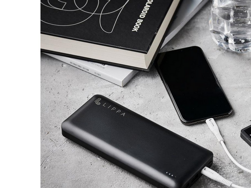 Lippa 26.800 mAh Powerbank 60W USB-C PD & QC USB-A Output - Black - 26800 mAh
