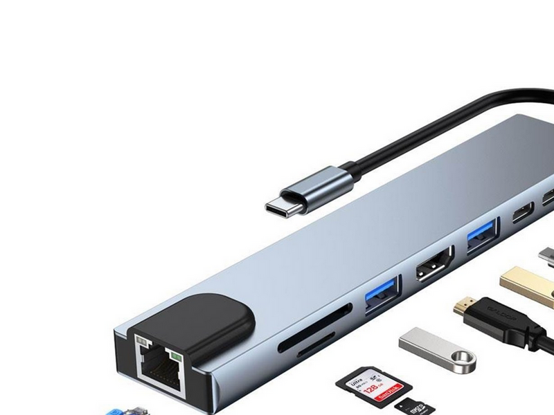 Lippa 8-in-1 87W USB-C PD 4K HDMI & Ethernet Hub USB-Hubs - 8 Anschlüsse
