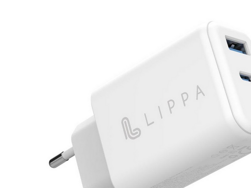 Lippa 65W USB-C PD & USB-A QC GaN Wall Charger - White