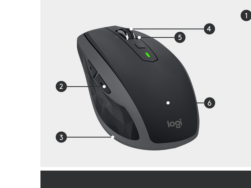 Logitech MX Anywhere 2S Wireless Mouse (BT) - Graphite - Maus (Grau)