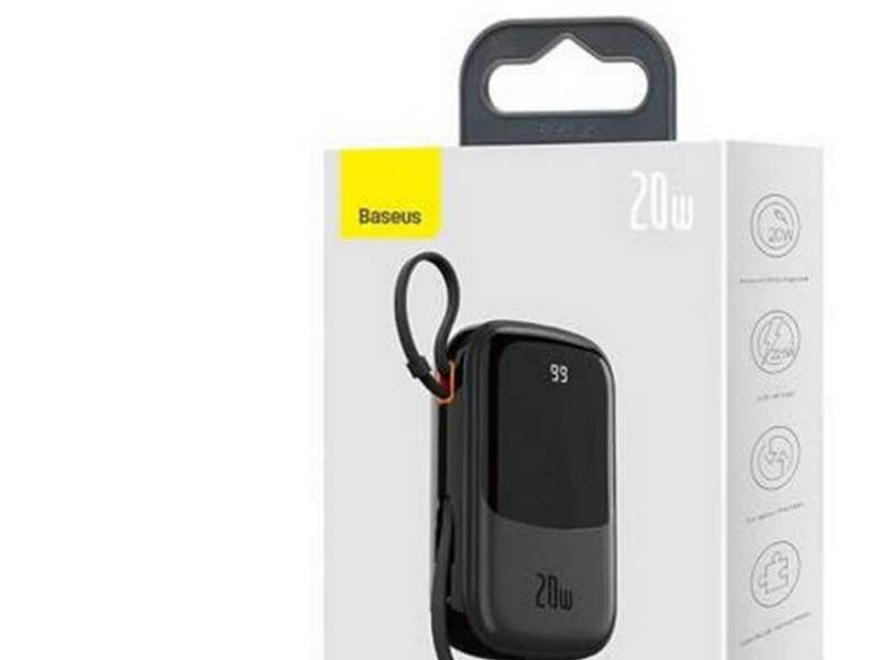 Baseus Powerbank Qpow PRO with Lightning cable USB-C port and USB 20000mAh 20W (Black) - 20000 mAh