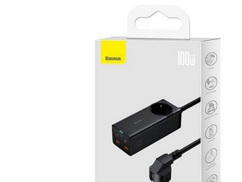 Baseus GaN3 Pro wall charger / powerstrip 2xUSB + 2xUSB-C + AC 100W (black) USB-Hubs - 5 - Schwarz