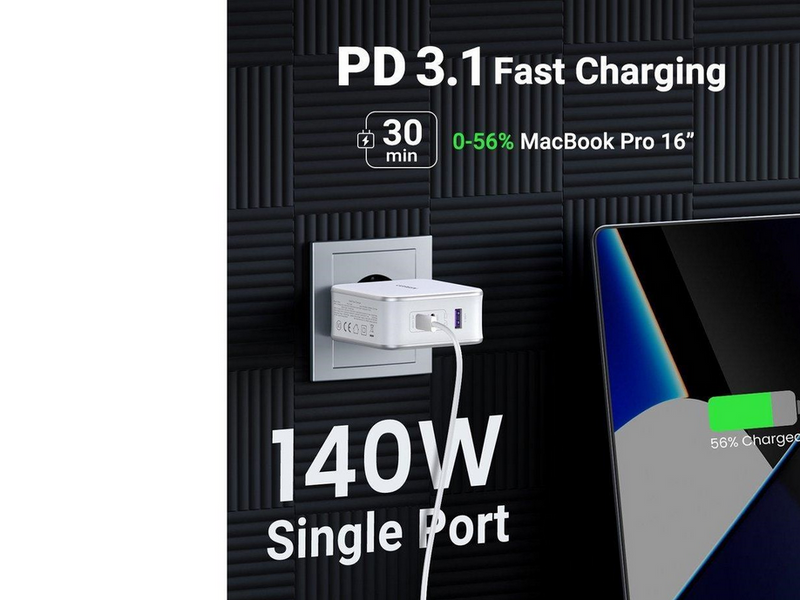 UGREEN Nexode GaN 140W Triple USB Charger - White