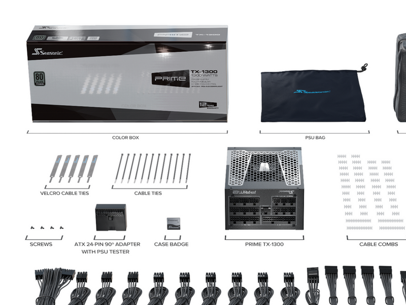Seasonic Prime TX 1600 Netzteile - 1600 Watt - 135 mm - ATX 3.1 - 80 Plus Titanium (bis zu 90% effektiv)