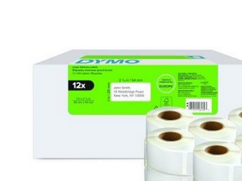 DYMO LabelWriter Rücksendeadressetiketten | 25 mm x 54 mm | 12 Rollen mit je 500 leicht ablösbaren Etiketten (6.000 Stück)