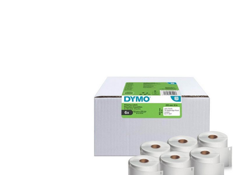 DYMO LabelWriter Versandetiketten | 102 mm x 210 mm | 6 Rollen mit je 140 leicht ablösbaren Etiketten (840 Stück)
