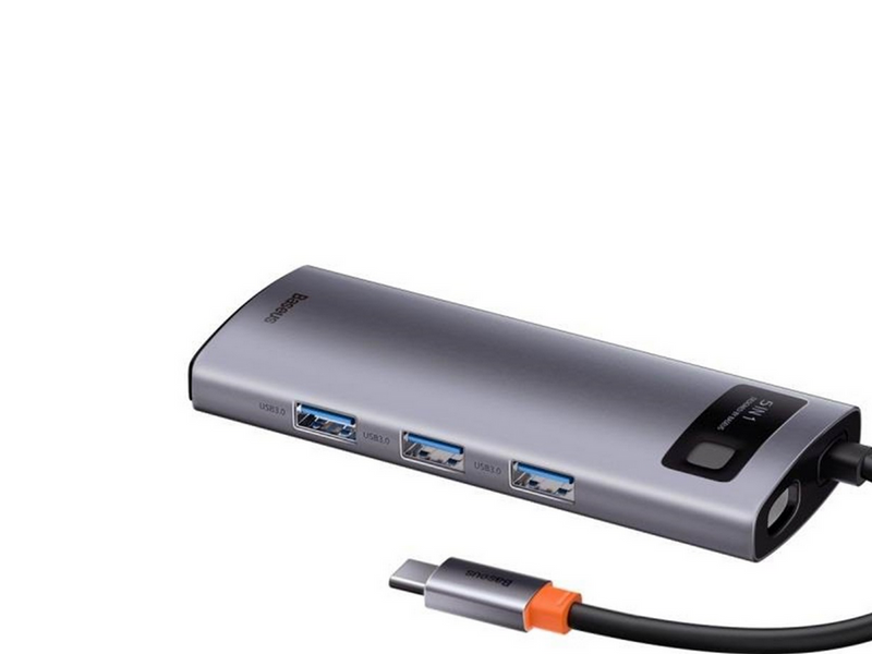 Baseus Hub 5in1 Metal Gleam Series USB-C to 3x USB 3.0 + HDMI + USB-C PD USB-Hubs - USB 3.0 - 5 - Grau
