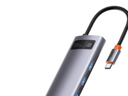 Baseus Hub 5in1 Metal Gleam Series USB-C to 3x USB 3.0 + HDMI + USB-C PD USB-Hubs - USB 3.0 - 5 - Grau