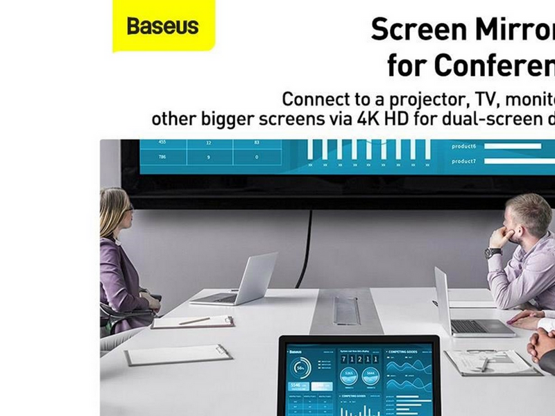 Baseus Hub 5in1 Metal Gleam Series USB-C to 3x USB 3.0 + HDMI + USB-C PD USB-Hubs - USB 3.0 - 5 - Grau