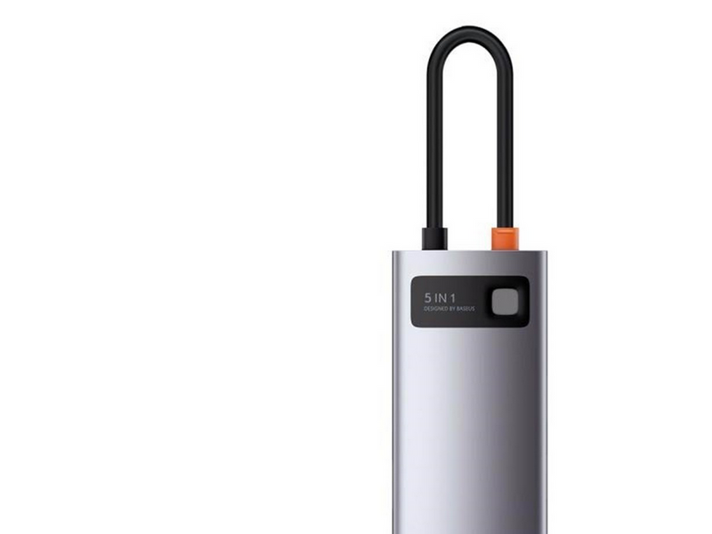 Baseus Hub 5in1 Metal Gleam Series USB-C to 3x USB 3.0 + HDMI + USB-C PD USB-Hubs - USB 3.0 - 5 - Grau