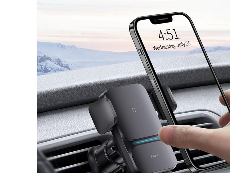 Baseus Wisdom Wireless Charging Air vent Electric Car Phone Holder (black)