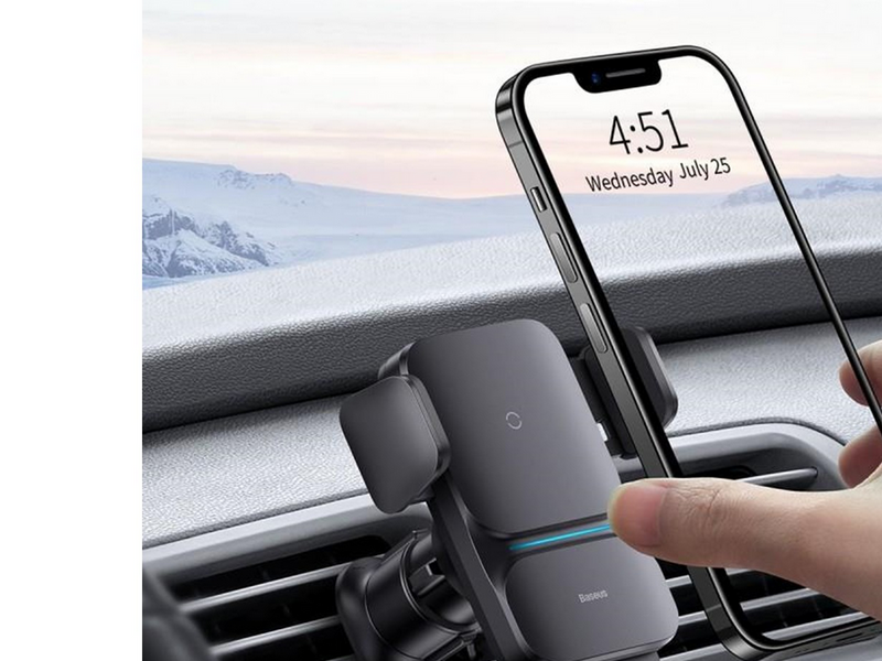 Baseus Wisdom Wireless Charging Air vent Electric Car Phone Holder (black)