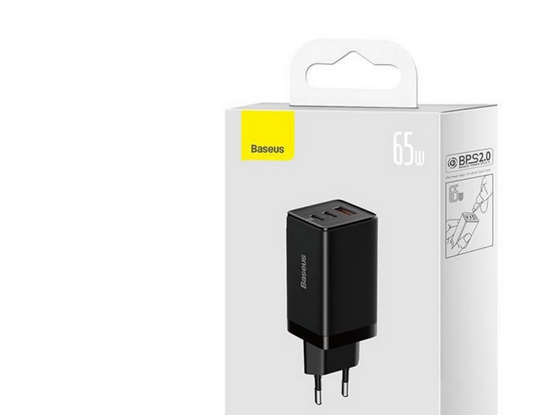 Baseus GaN5 Pro 2xUSB-C + USB 65W (black)