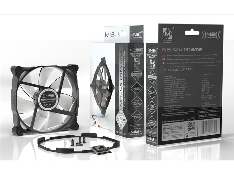 Blacknoise Multiframe M12-PS - Gehäuselüfter - 120mm - Schwarz mit weißen Flügeln - 23 dBA