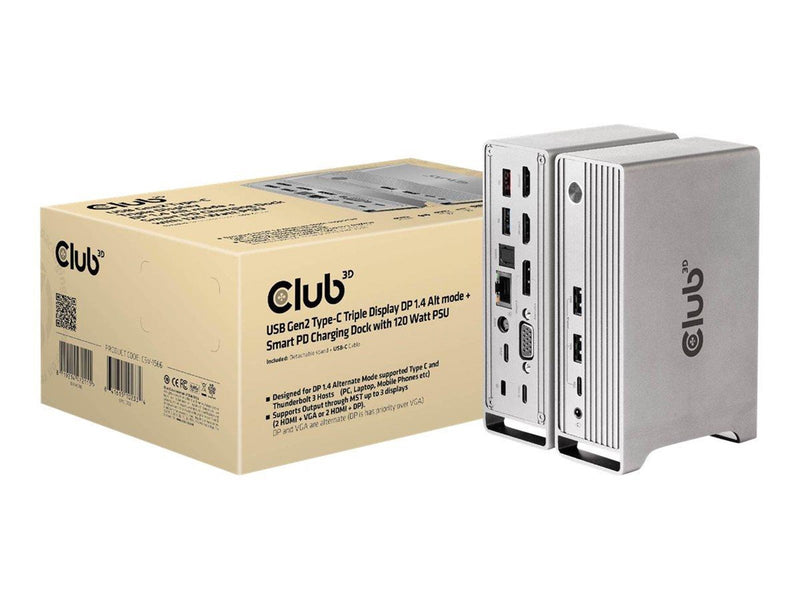 Club 3D - docking station - USB-C - VGA 2 x HDMI DP - GigE