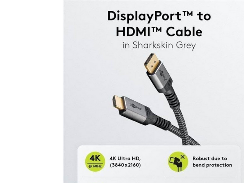 Pro Displayport 1.2 - HDMI 2.0 Sleeved - 3m - Schwarz
