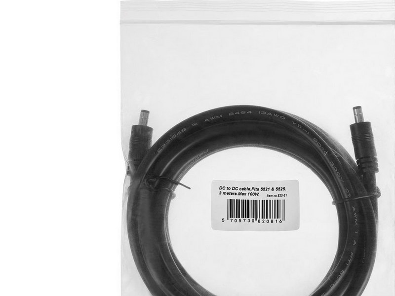 Sandberg DC to DC 5521+5525. 3M. 100W.