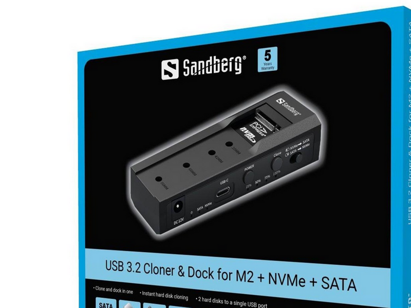 Sandberg USB 3.2 Cloner and Dock for M2 + NVMe + SATA