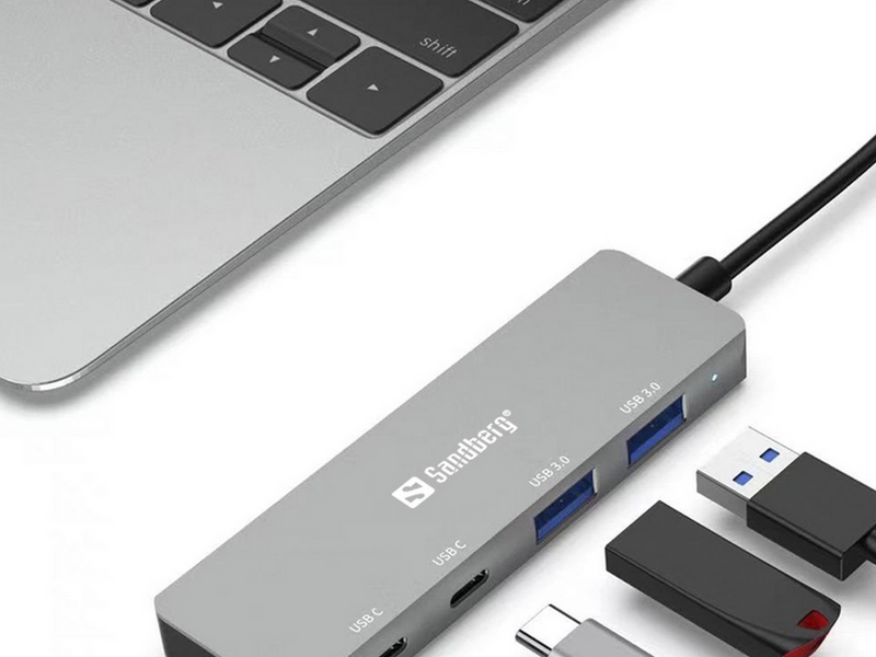 Sandberg 4-port USB Hub USB-Hubs - USB 3.0 - 4 - Grau