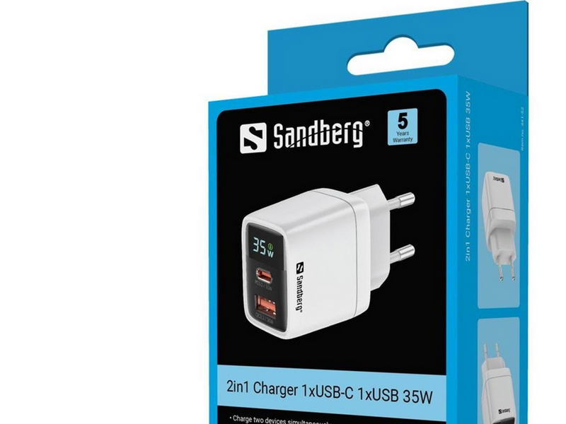 Sandberg 35w Charger 1xUSB-C 1xUSB 35W