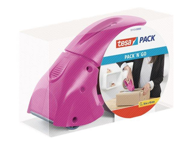 tesa Hand dispenser Pack-n-go for packaging tape Pink