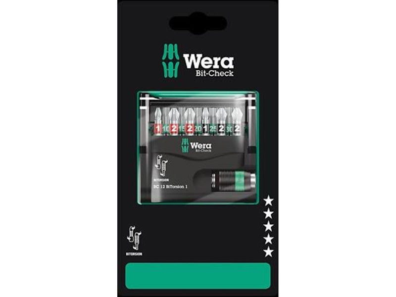 Wera Bit-Check 12 BiTorsion 1 SB 12 pieces