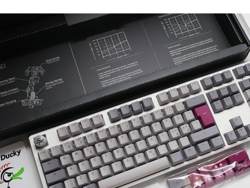 Ducky One 3 - Mist Grey - Fullsize - Cherry Blue - RGB - Gaming Tastatur - Nordic ISO - Grau
