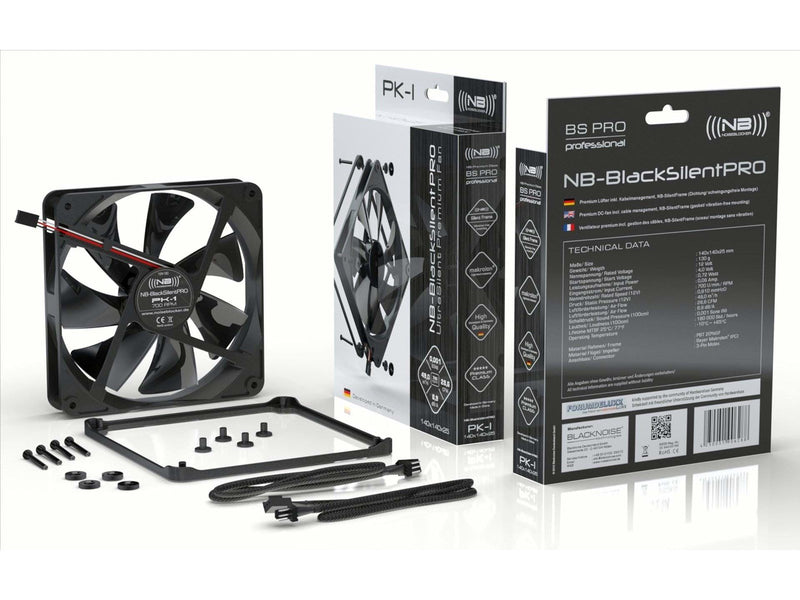 Blacknoise BlackSilent Pro PK-1 - Gehäuselüfter - 140mm - Schwarz - 9 dBA