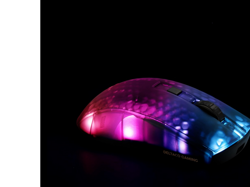 Deltaco GAMING DM320 Transparents RGB Wireless - Gaming Maus (Schwarz)