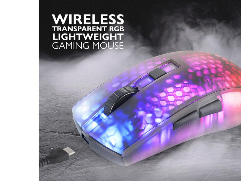 Deltaco GAMING DM320 Transparents RGB Wireless - Gaming Maus (Schwarz)
